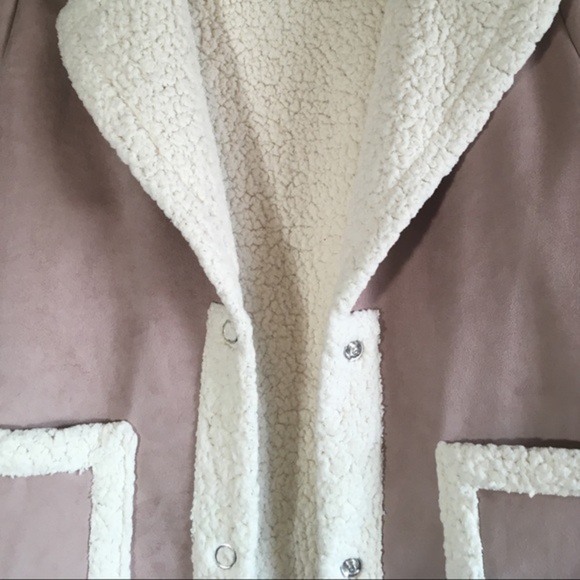 NWT Teddy Coat Sherpa Peacoat Trench Fleece Winter - Picture 4 of 7